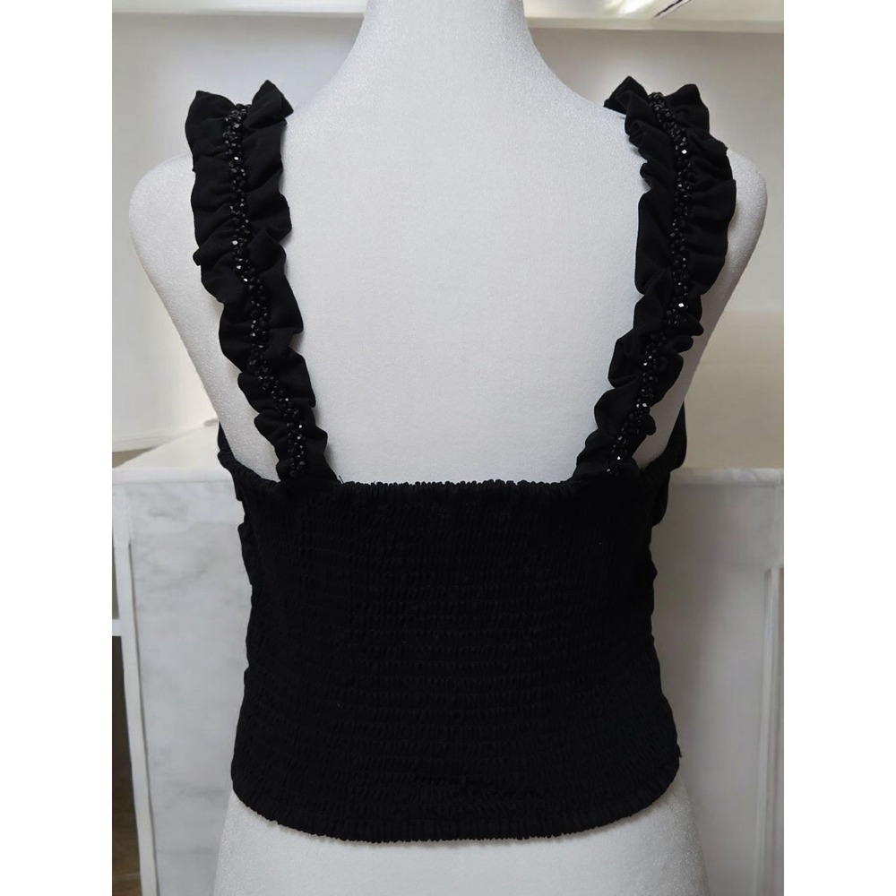 Forever 21 Crop Black Sequin Straps Tank Top Size‎ M - Picture 2 of 4
